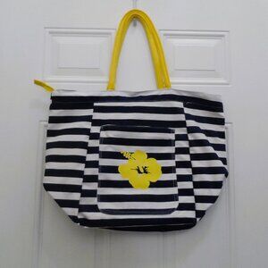 Aqua Striped Tote Bag